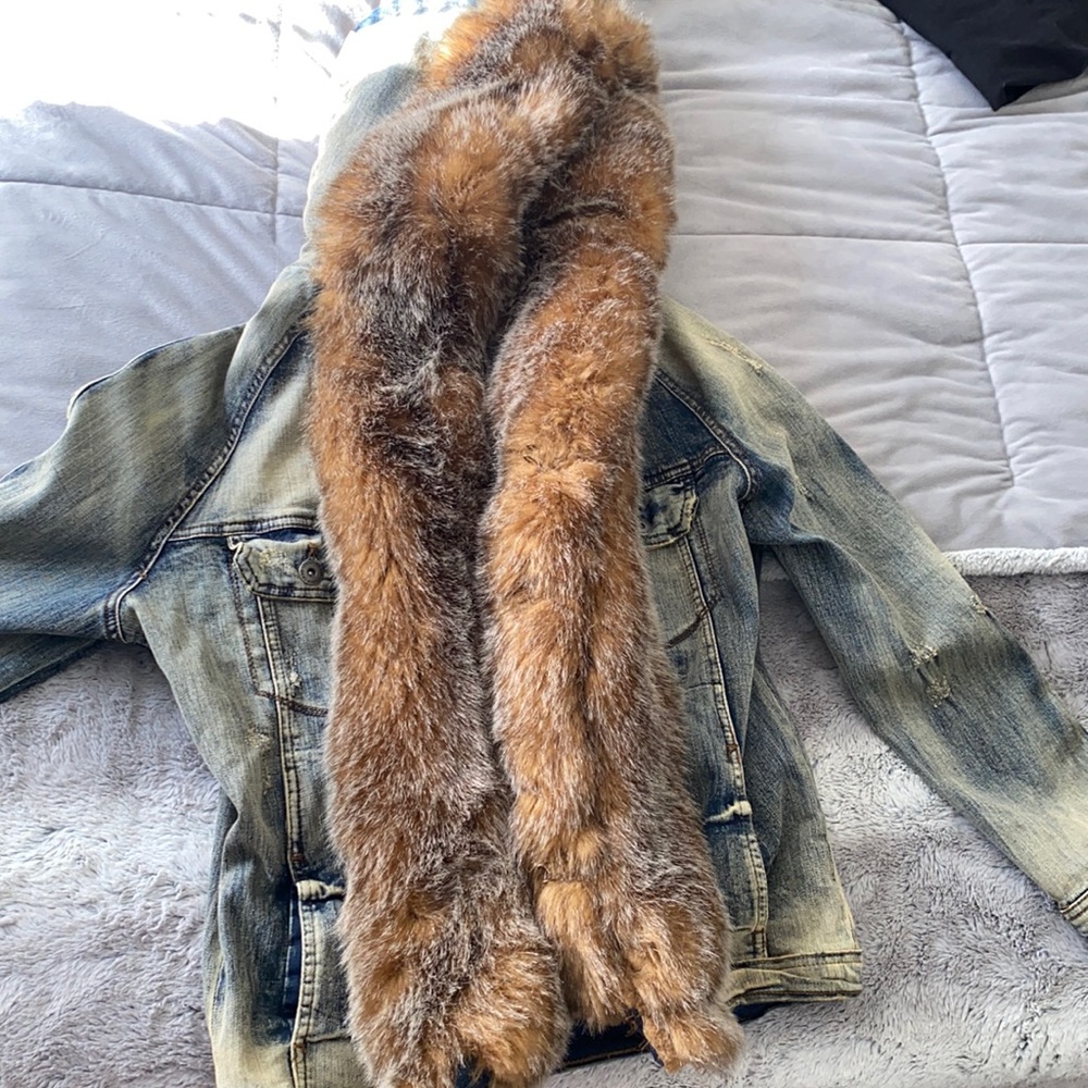 Men Used JORDAN CRAIG DURANGO HOODED DENIM JACKET (BISON)